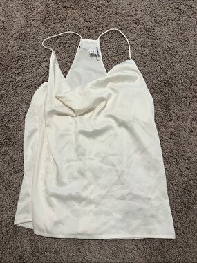 Express White Satin Cowl Neck Camisole small flaw